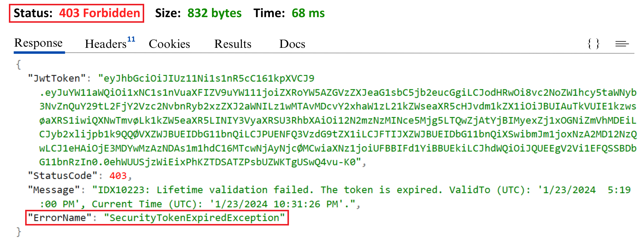 SecurityTokenExpiredException